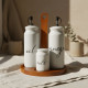 Porcelain Oil and Salt Dispenser Set / 4 Pcs